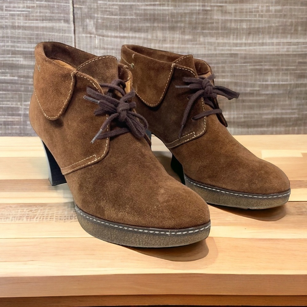 Pedro Miralles Chocolate Brown Suede Heeled Lace Up Ankle Boots Size 39